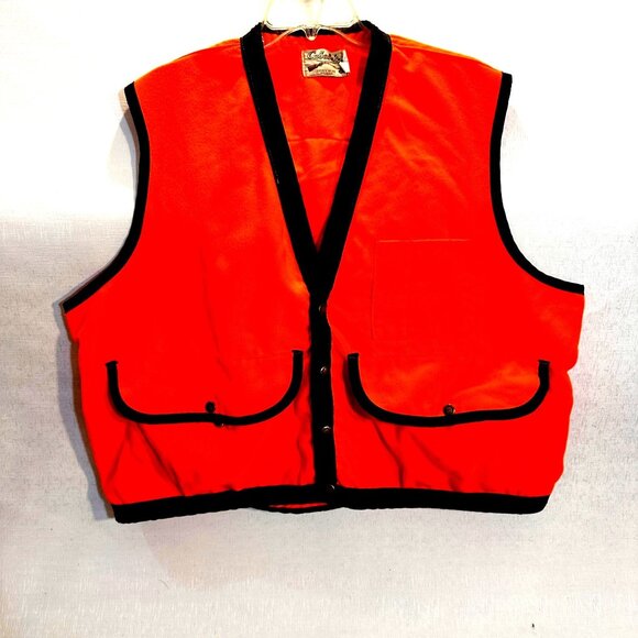 Cabelas Blaze Orange Hunting Game Bag Vest XXL Heavyweight Canvas Snap Pockets - Picture 1 of 13